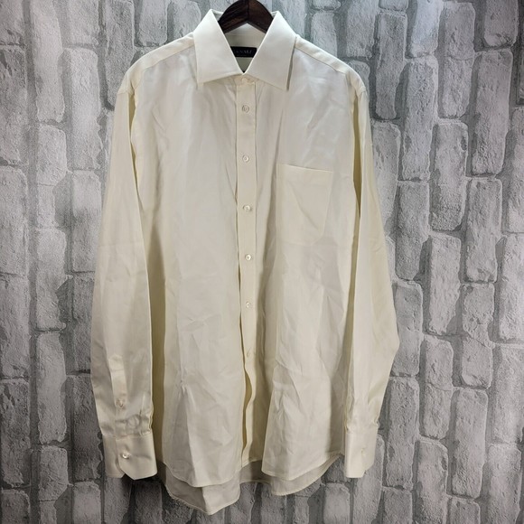Canali Other - Canali Herringbone Button Up Dress Shirt Cotton Light Cream Size 42 / 16.5 NWOT